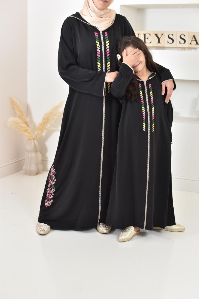 Abaya mère ou fille Chourouk Noir