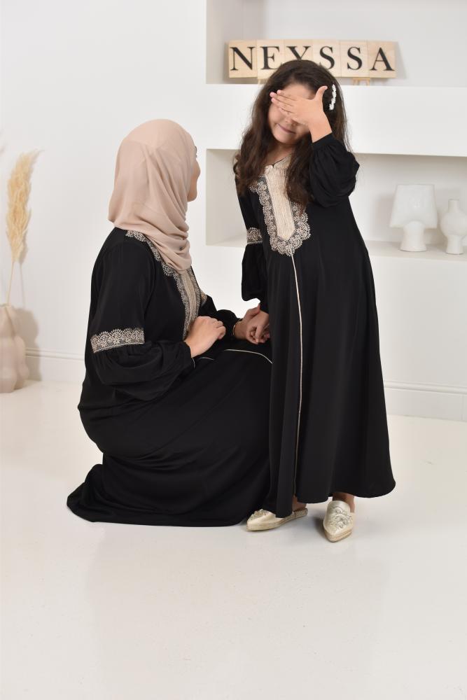 Abaya Aïd style caftan Marocain Joud noire