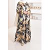 Long shirt dress with colorful print suitable for breastfeeding 