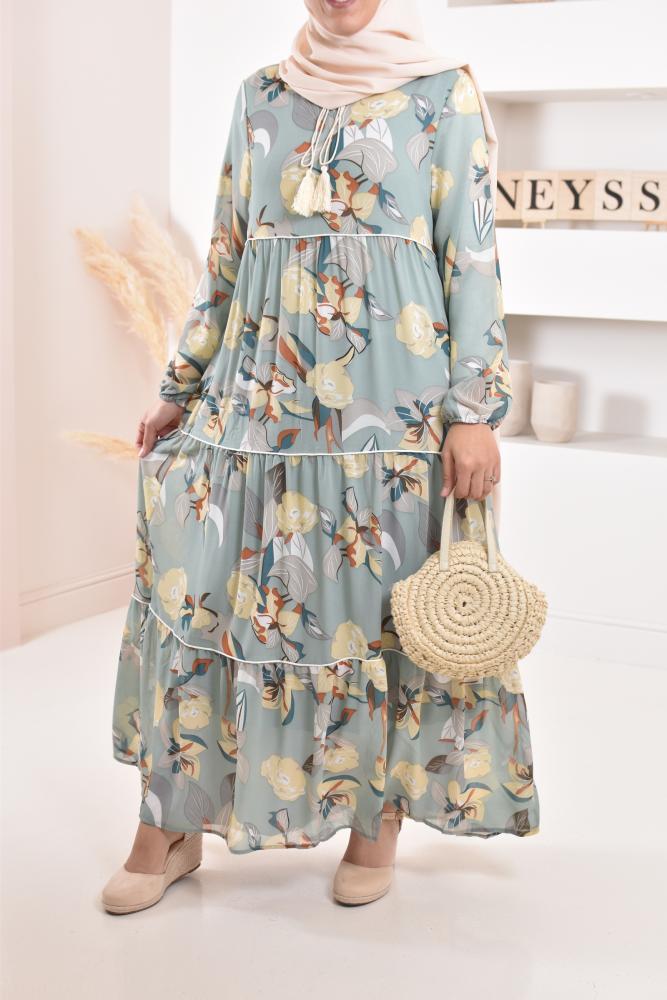 Elegantes geblümtes Chiffonkleid billig Neyssa shop