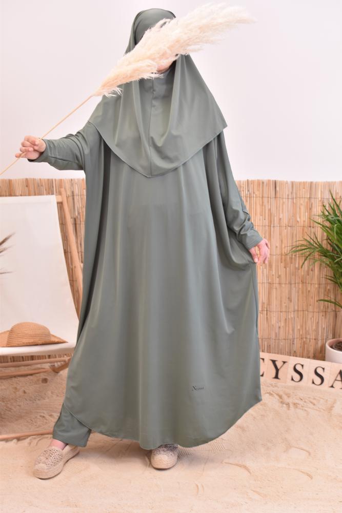 Neyssa khaki swim jilbab with integrated khimar