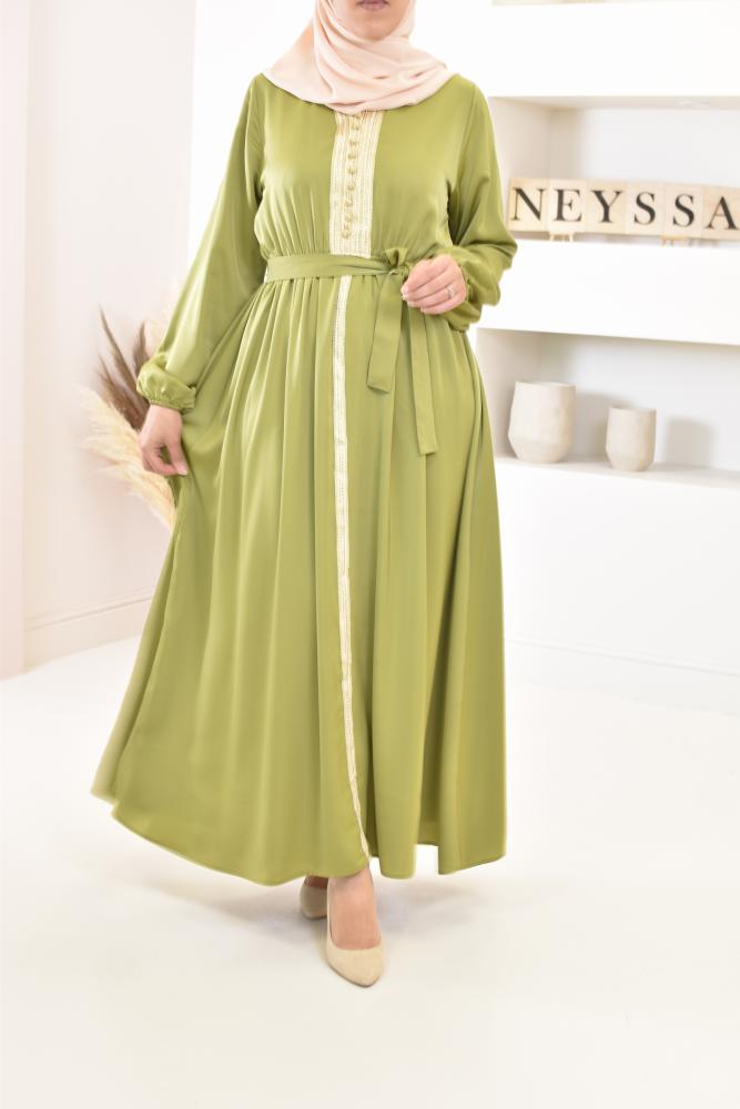 Abaya caftan évasée satinée