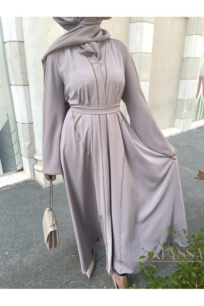 Abaya Dubaï Aria Rose poudré