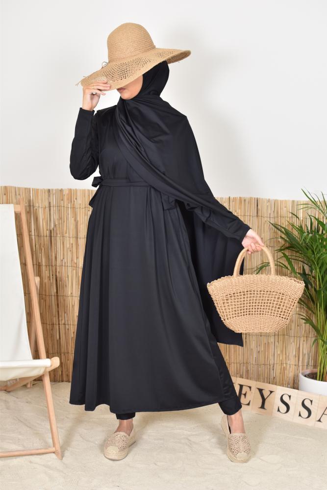 Burkini long hijab à enfiler Al Nakheel noir