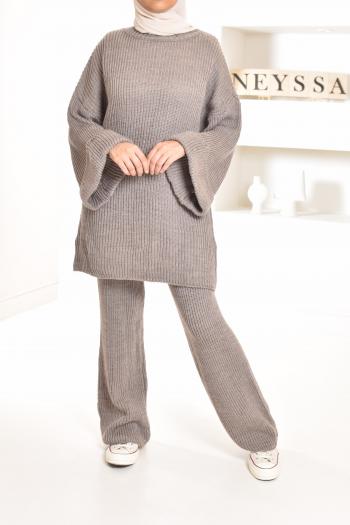 Haitpant Ensemble 2 pièces de luxe pour femme - Pull en laine - Haut chaud  en tricot cachemire et vison + pantalon en laine à jambes larges, Ensembles  abricot, S : : Mode