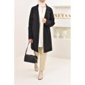 Kayla Mid-Long Suede Trench Black