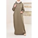 Pulloverkleid mit Kapuze Khaki AMALY