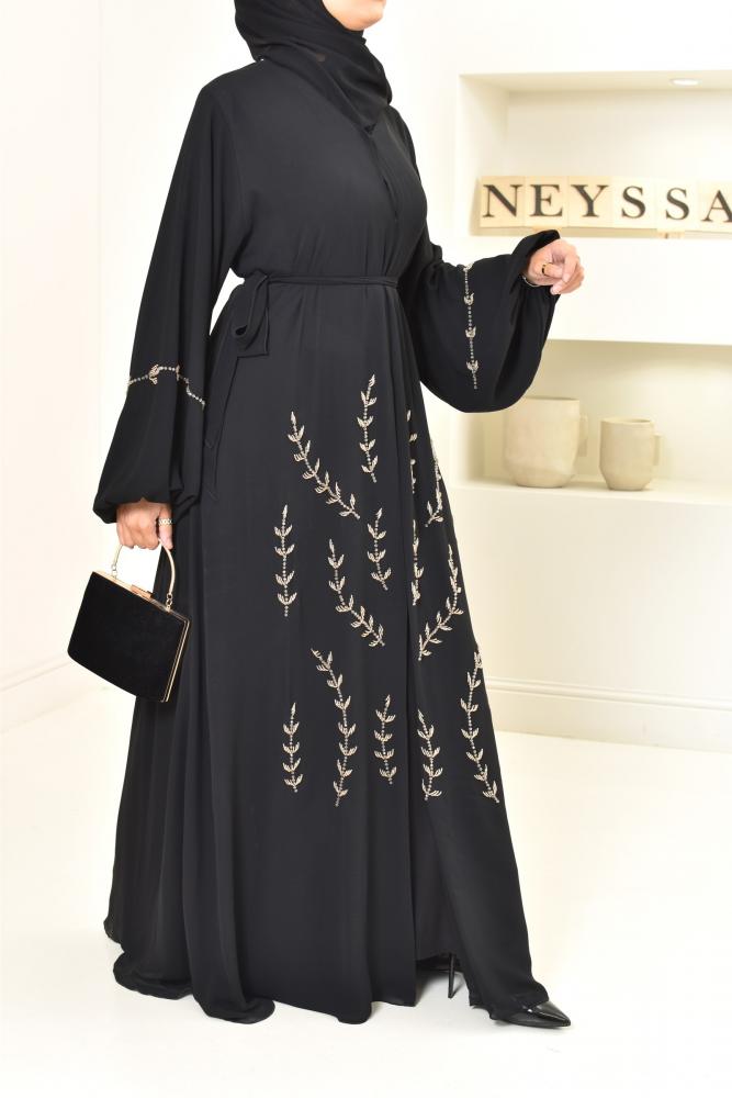 Abaya Dubaï évasée noir Neyssa shop