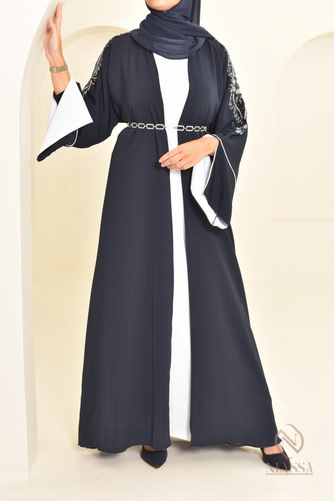 Abaya Dubaï JAWAARA Bleu Nuit Neyssa Shop