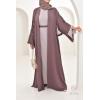 Abaya Dubaï perles brodées Marron glacé