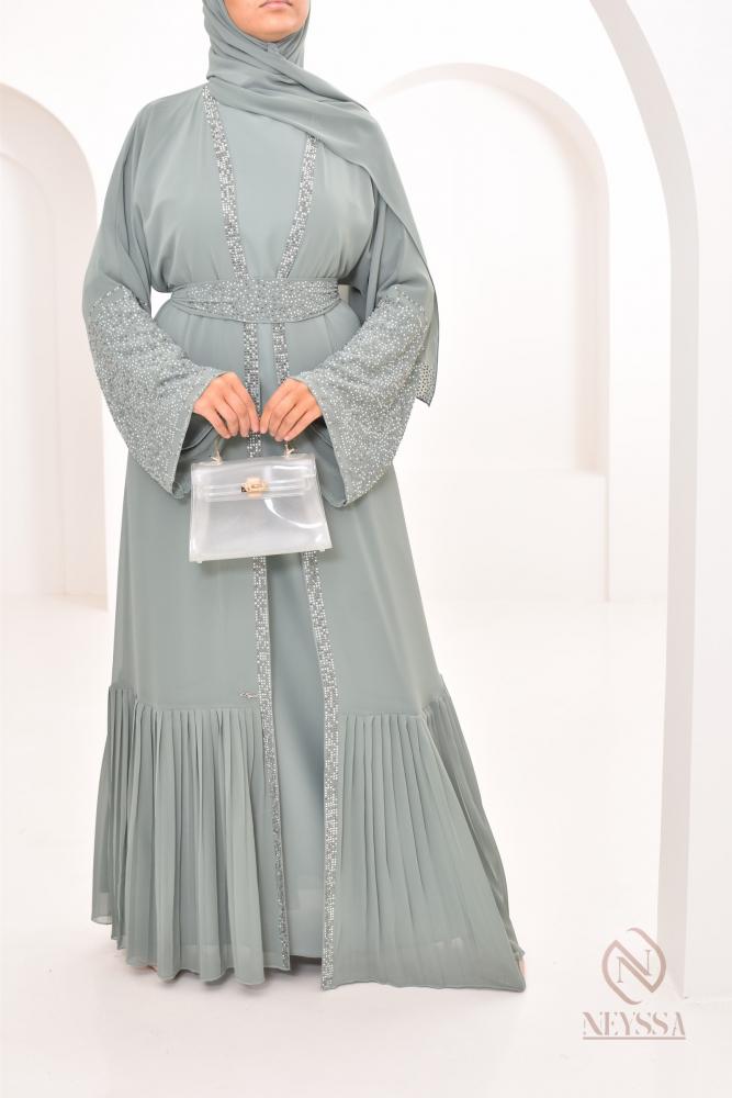 Abaya Dubai Kimono Wassergrün