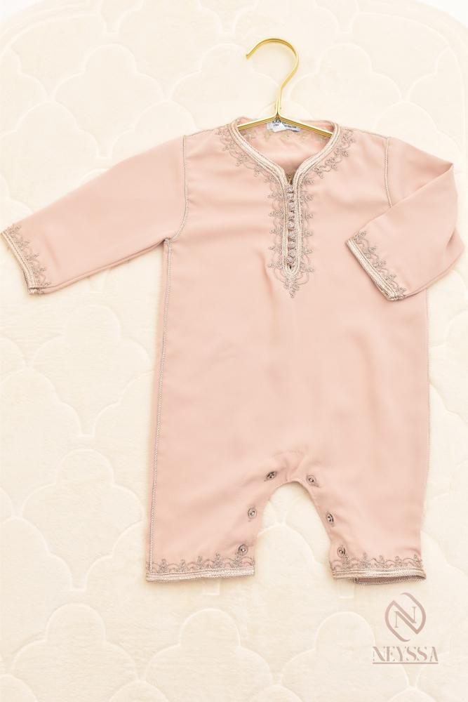 Baby caftan romper Nude