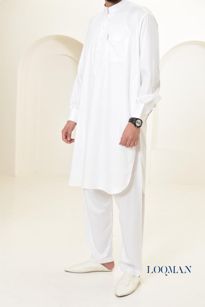 2-piece long-sleeved Qamis SELIM white