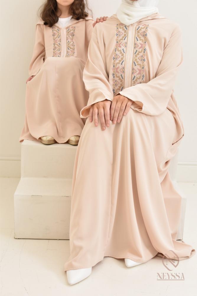 Abaya Mutter oder Tochter Beige