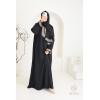 Abaya hijab integrated embroidered Mawazine Black