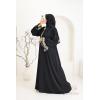 Abaya hijab intégré brodée Mawazine Noir