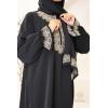 Integrierte Abaya Hijab bestickt Mawazine Schwarz