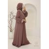 Abaya hijab integrated embroidered Mawazine Dark Nude