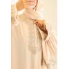 Abaya hijab integrated embroidered Mawazine Beige