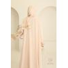 Abaya hijab integrated embroidered Mawazine Beige