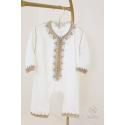 Baby Kaftan-Strampler weiß / gold CYANA