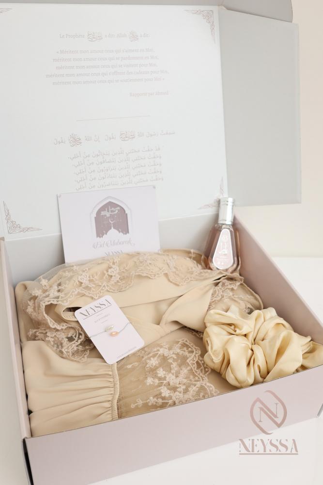 Box abaya hijab integriert DENTELLA Beige