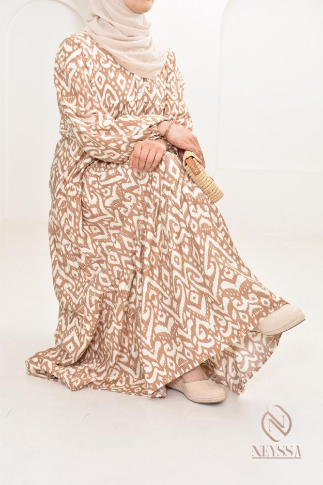 Robe longue imprimée beige Neyssa shop