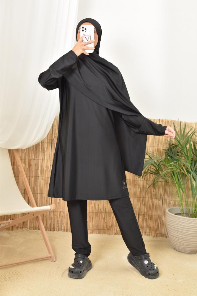 Burkini long hijab à enfiler TWIL Noir