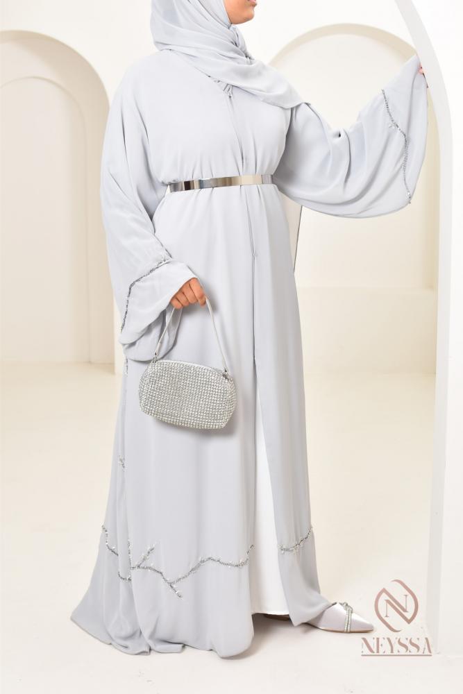 Abaya Dubaï HASSIBA Gris perle